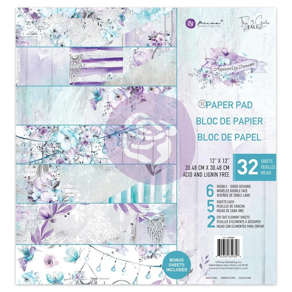 Prima Marketing - Aquarelle Dreams 12x12 Inch Paper Pad 3 Prima Marketing - Aquarelle Dreams 12x12 Inch Paper Pad