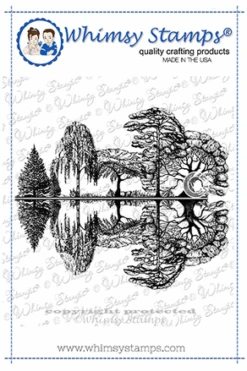 Whimsy Stamps - Reflections Trees Rubber Cling Stamp