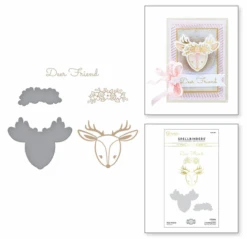 Spellbinders Deer Friend Glimmer Hot Foil Plate & Die Set From Sweet Cardlets II Collection By Becca Feeken