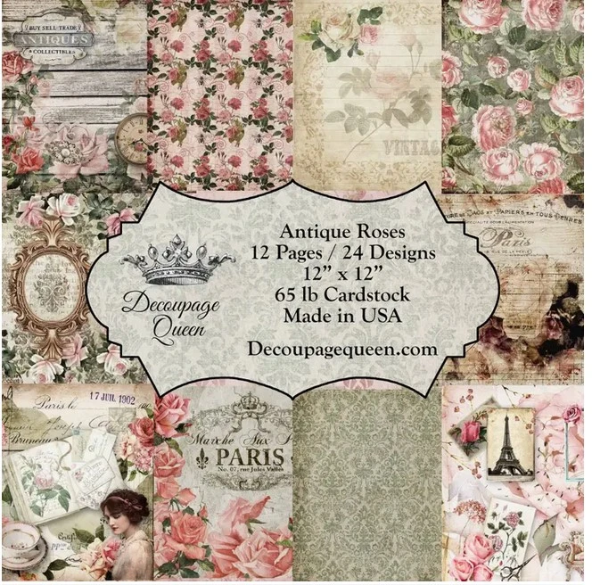 Decoupage Queen - Antique Roses Scrapbook Set - 12" X 12" 3 Decoupage Queen - Antique Roses Scrapbook Set - 12" X 12"